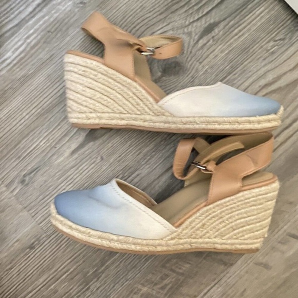 Naturalizer Women's Phebe Espadrille Wedge Heels Blue Storm Size 9 W Ombre White